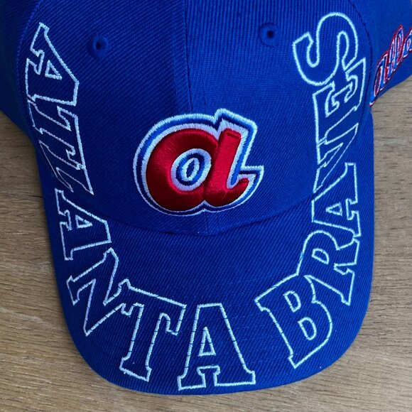 MITCHELL & NESS MLB ATLANTA BRAVES RETRO SPELL OUT SNAPBACK HAT NEW (RARE) - Picture 2 of 5